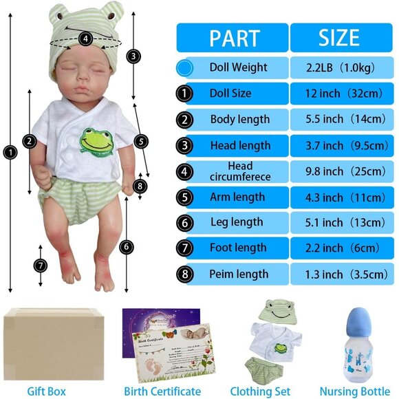 🆕12Inch Full Body Silicone Reborn Baby Dolls Newborn Boy Doll with Clothes - Picture 4 of 9